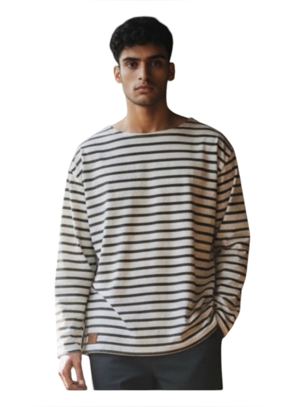 Ardbeg Scotch Whiskey Nautical Olive & Cream Stripe Breton Long Sleeve Tee XL